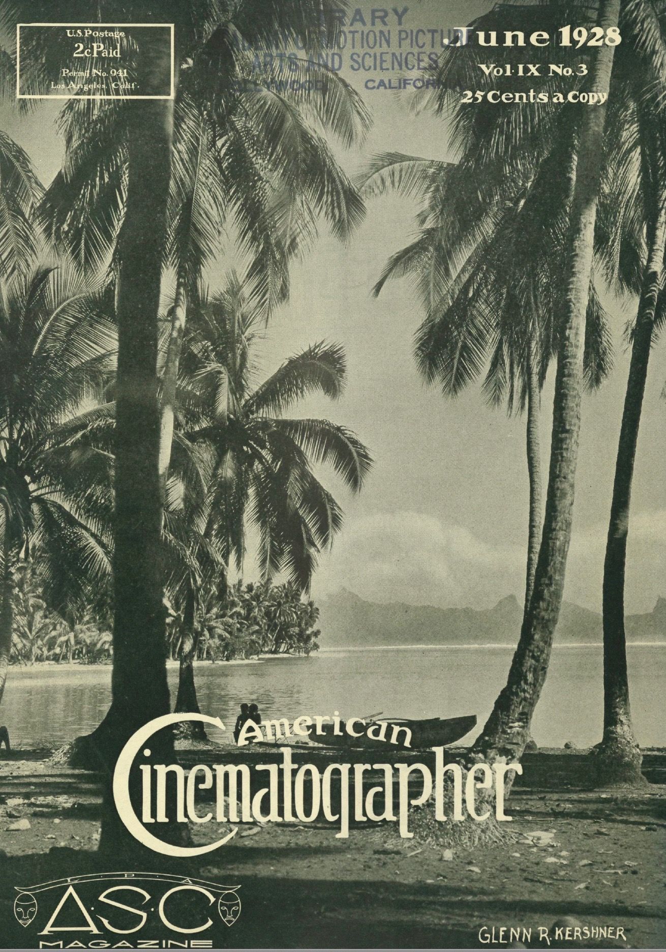 AMERICAN CINEMATOGRAPHER magazine side cover Issue 108 June 1928