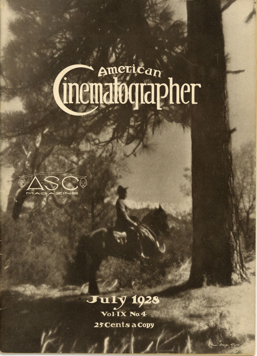 AMERICAN CINEMATOGRAPHER magazine side cover Issue 109 July 1928