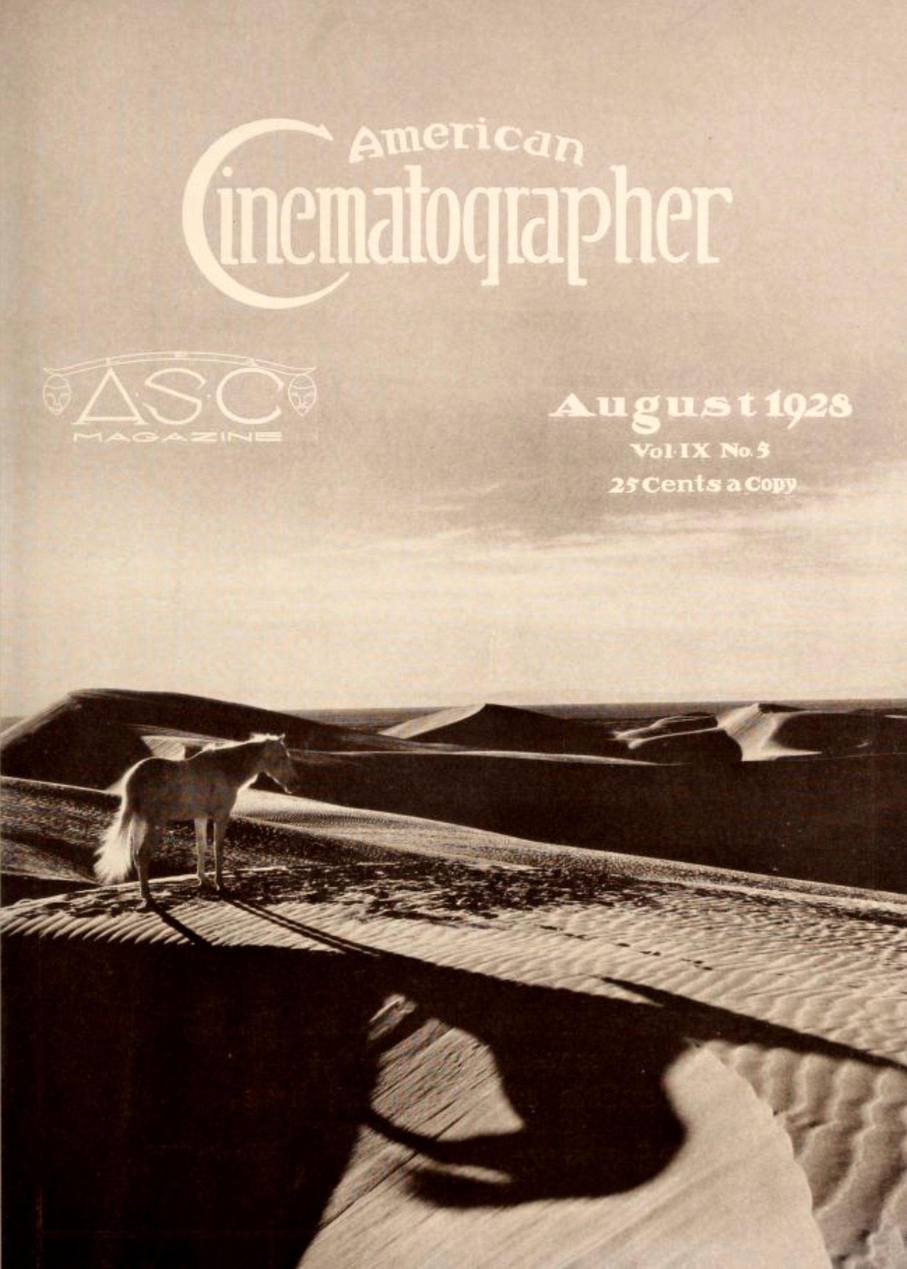 AMERICAN CINEMATOGRAPHER magazine side cover Issue 110 August 1928