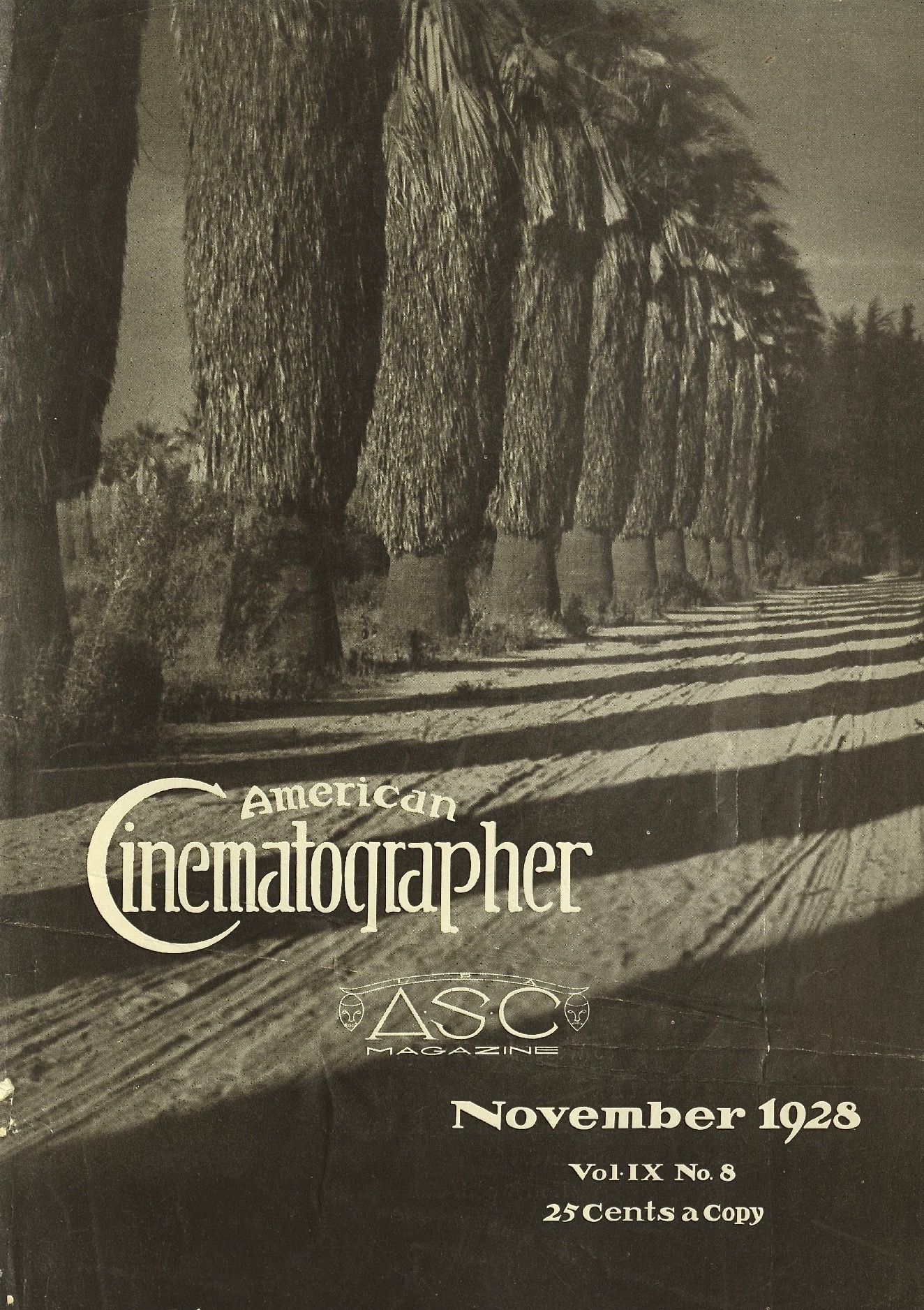 AMERICAN CINEMATOGRAPHER magazine side cover Issue 113 November 1928