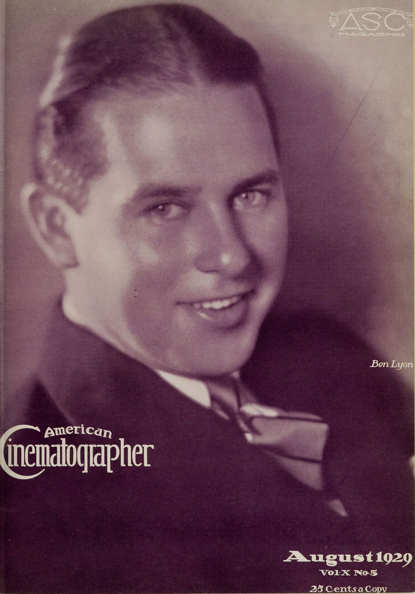 AMERICAN CINEMATOGRAPHER magazine side cover Issue 122 August 1929
