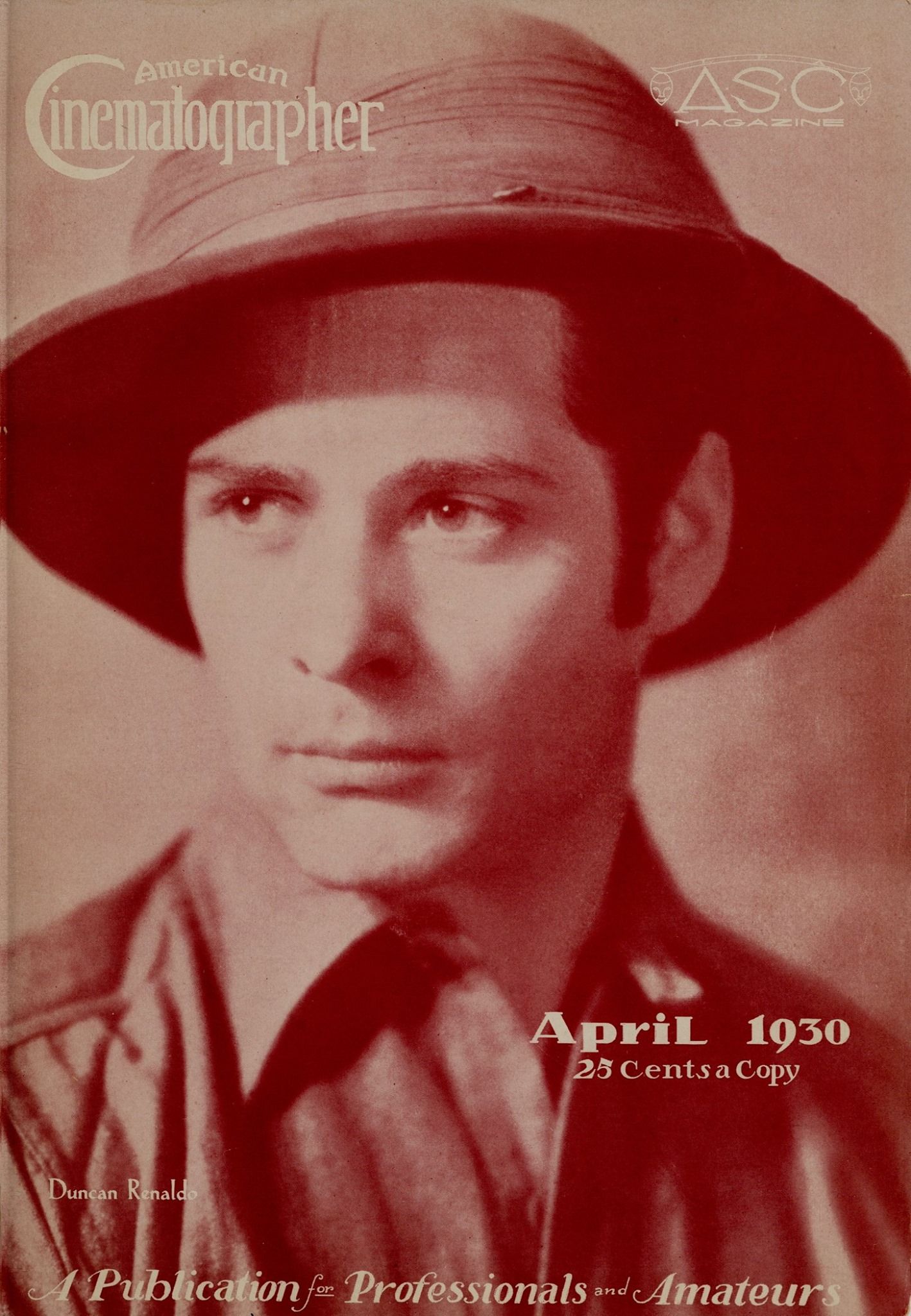 AMERICAN CINEMATOGRAPHER magazine side cover Issue 130 April 1930