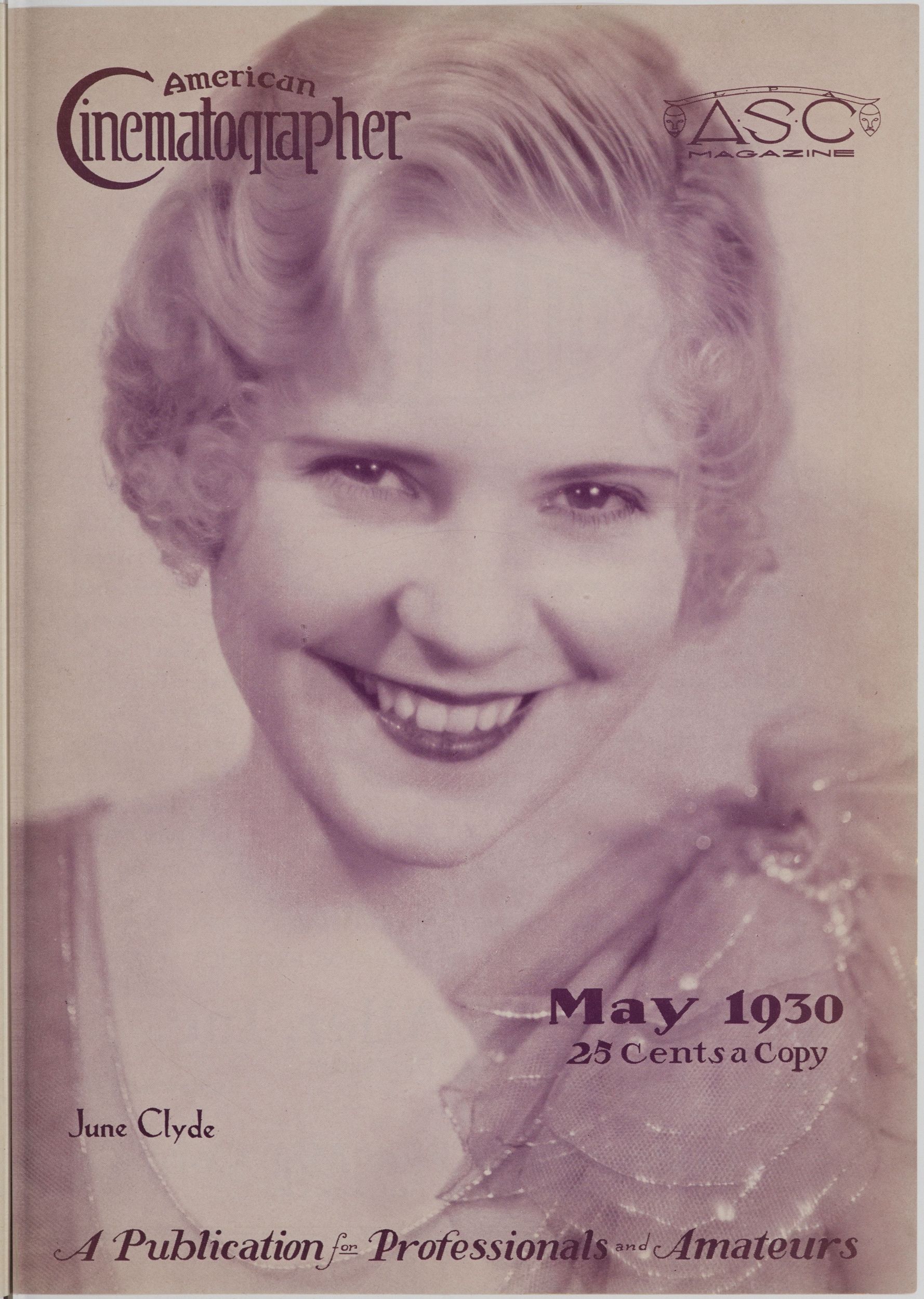 AMERICAN CINEMATOGRAPHER magazine side cover Issue 131 May 1930