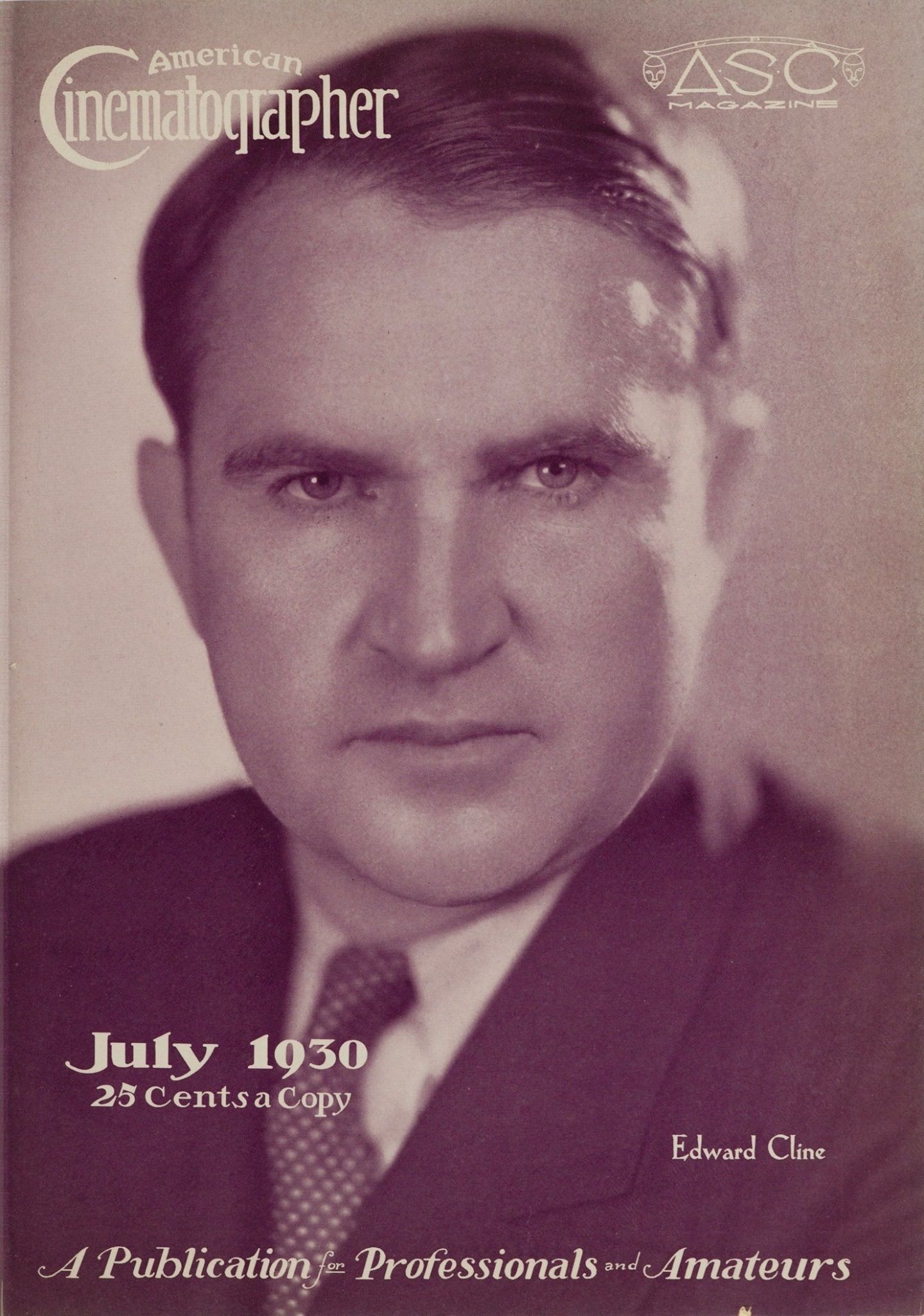 AMERICAN CINEMATOGRAPHER magazine side cover Issue 133 July 1930