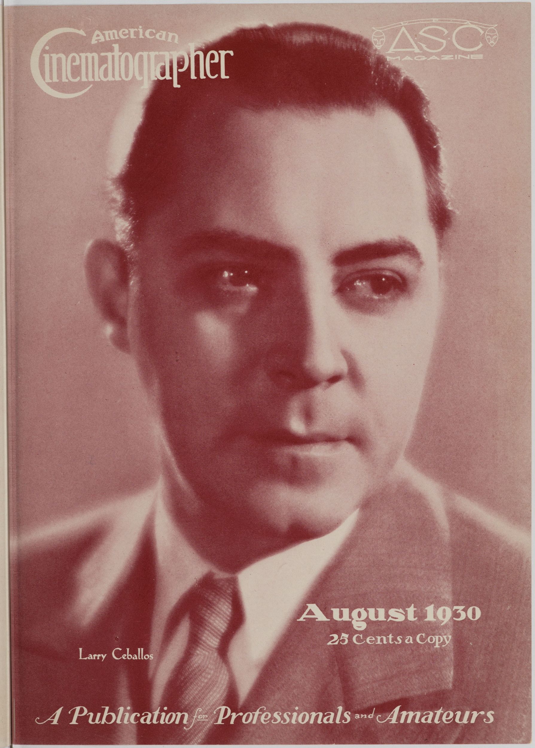 AMERICAN CINEMATOGRAPHER magazine side cover Issue 134 August 1930