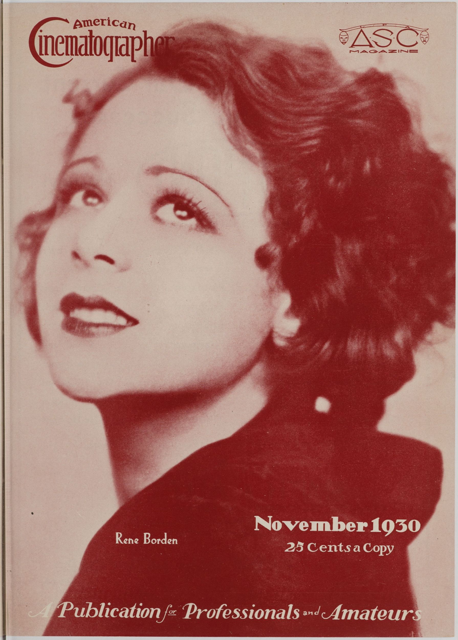 AMERICAN CINEMATOGRAPHER magazine side cover Issue 137 November 1930