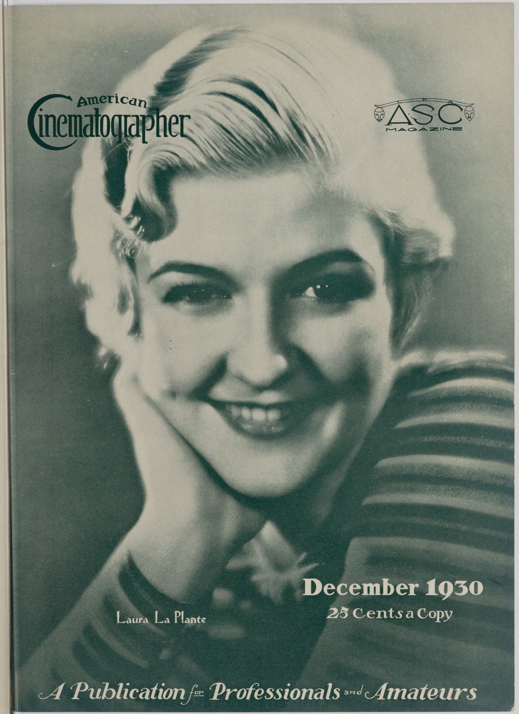 AMERICAN CINEMATOGRAPHER magazine side cover Issue 138 December 1930