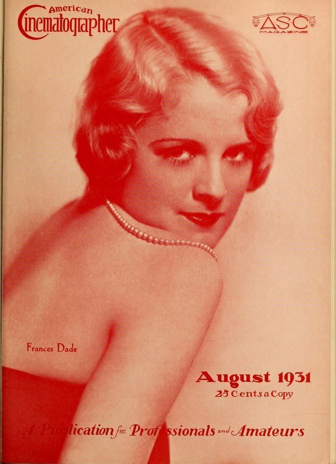 AMERICAN CINEMATOGRAPHER magazine side cover Issue 146 August 1931