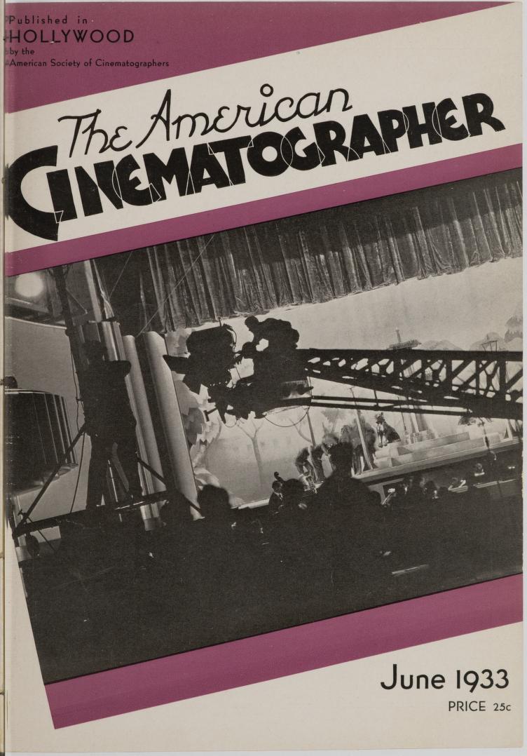 AMERICAN CINEMATOGRAPHER magazine side cover Issue 168 June 1933