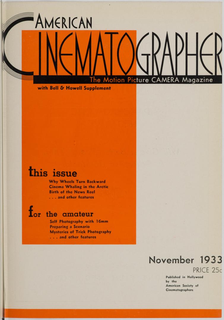 AMERICAN CINEMATOGRAPHER magazine side cover Issue 173 November 1933