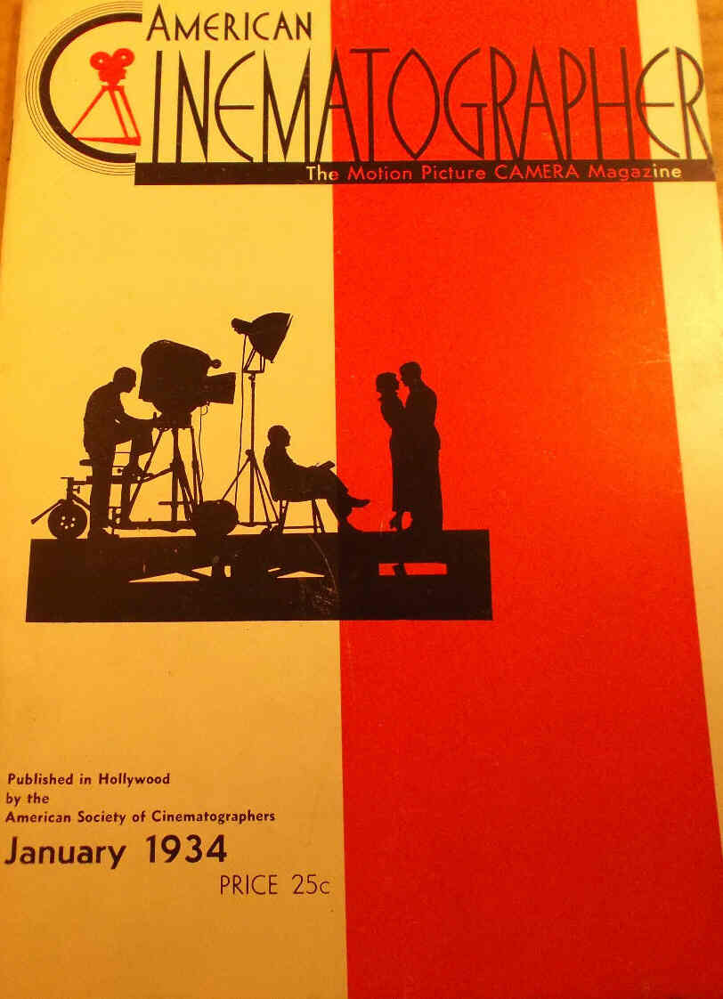 AMERICAN CINEMATOGRAPHER magazine side cover Issue 175 January 1934