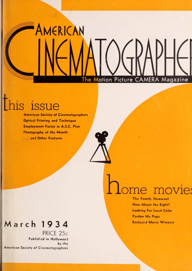 AMERICAN CINEMATOGRAPHER magazine side cover Issue 177 March 1934