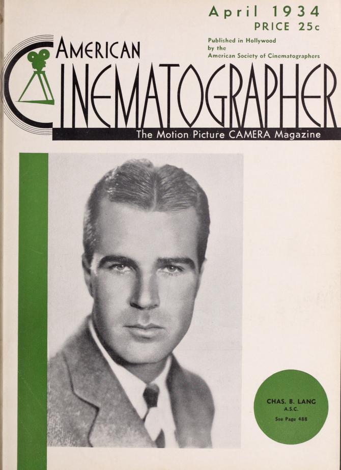 AMERICAN CINEMATOGRAPHER magazine side cover Issue 178 April 1934