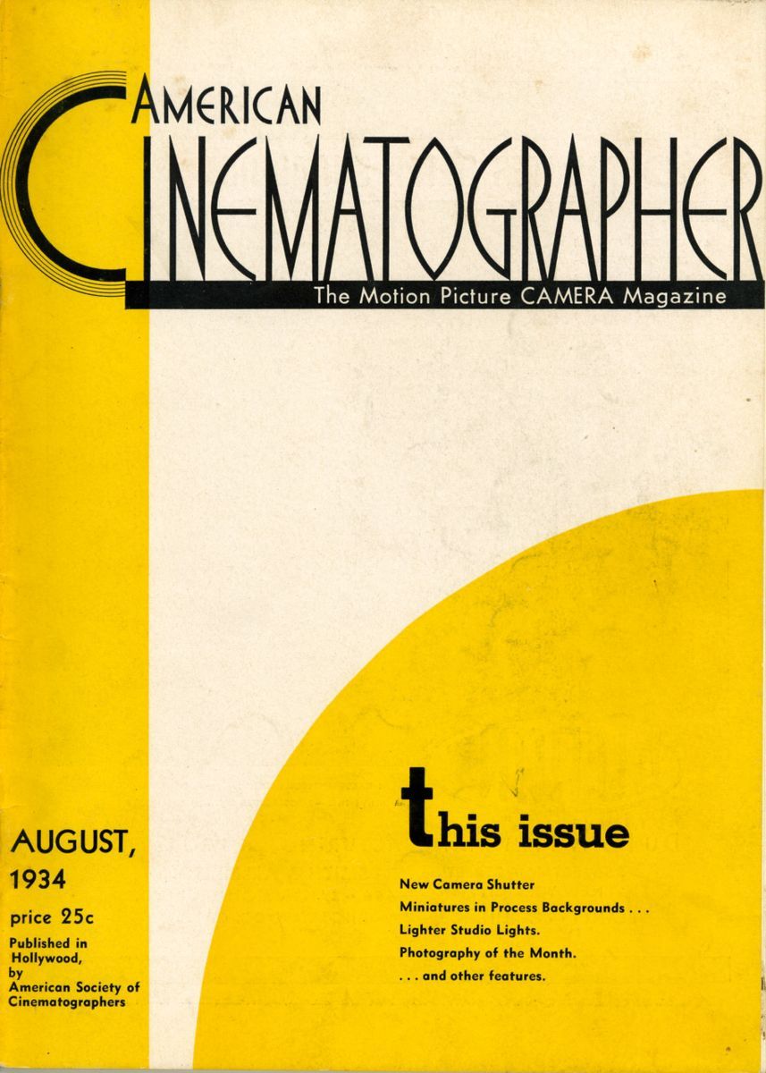 AMERICAN CINEMATOGRAPHER magazine side cover Issue 182 August 1934