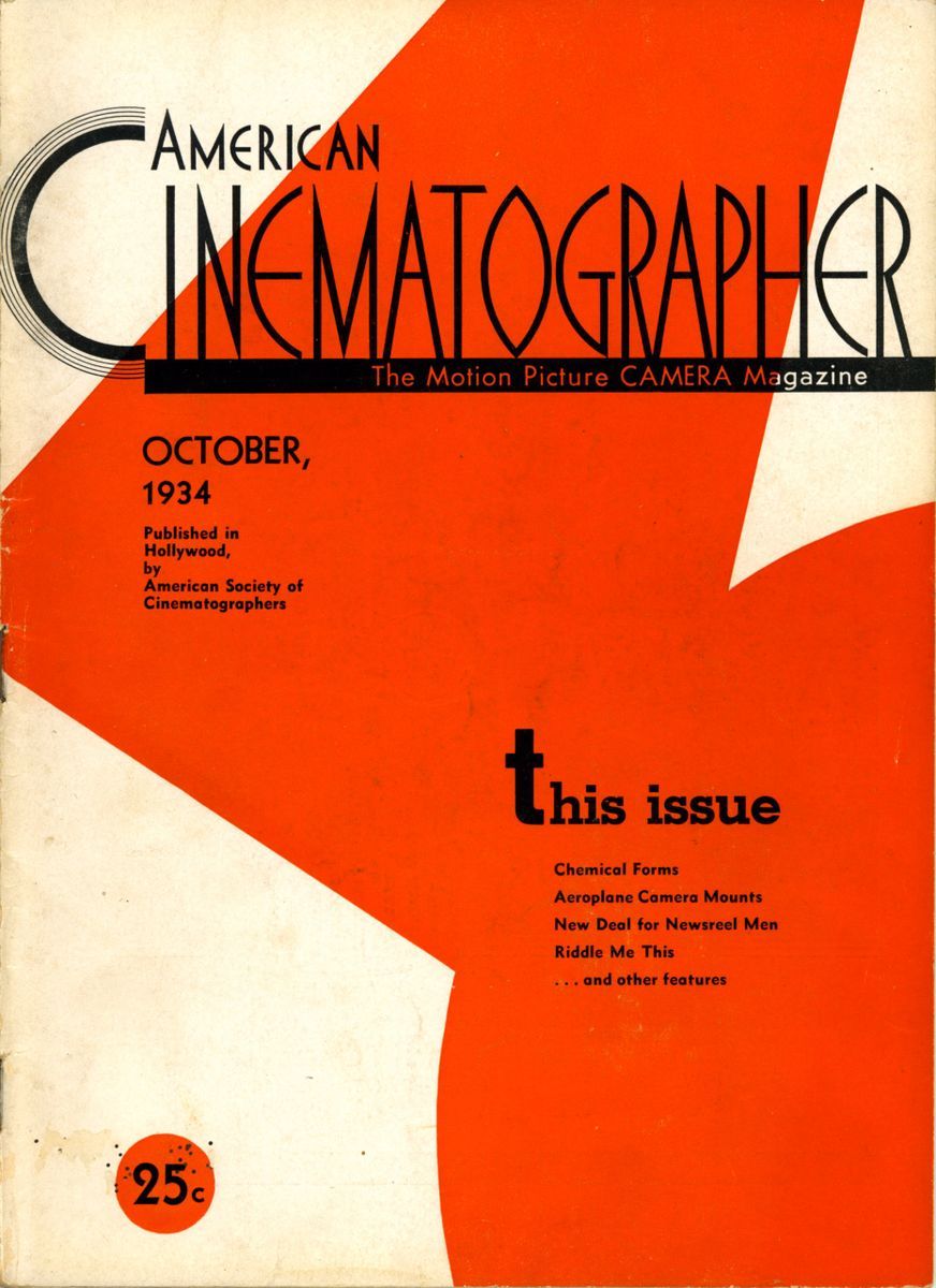 AMERICAN CINEMATOGRAPHER magazine side cover Issue 184 October 1934