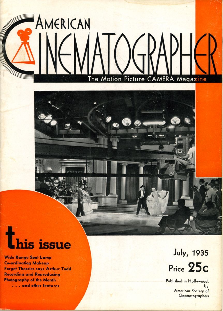 AMERICAN CINEMATOGRAPHER magazine side cover Issue 193 July 1935