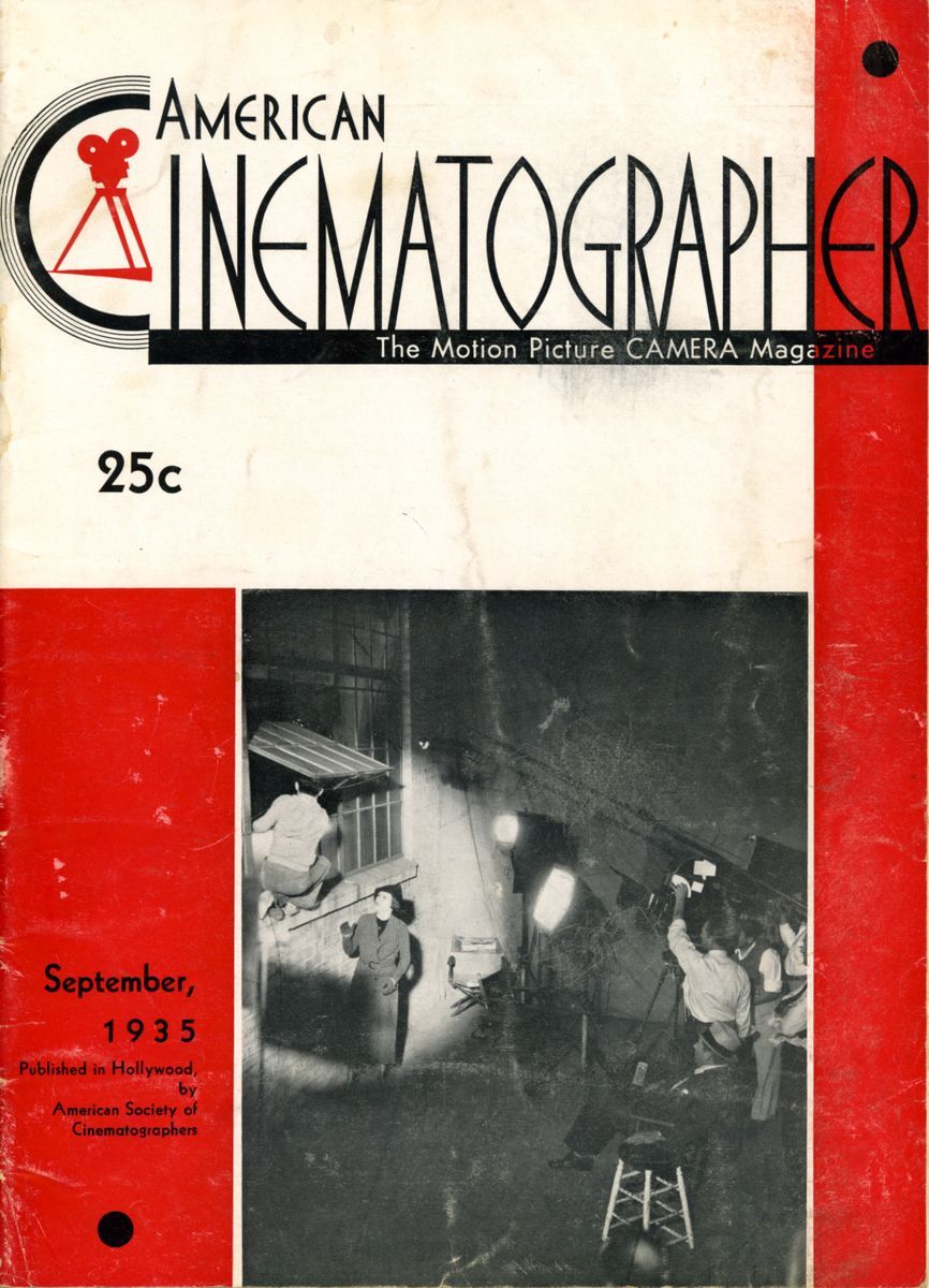 AMERICAN CINEMATOGRAPHER magazine side cover Issue 195 September 1935