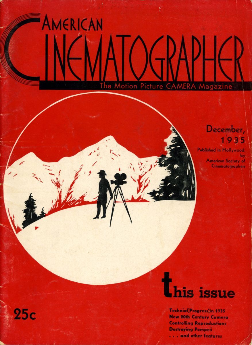 AMERICAN CINEMATOGRAPHER magazine side cover Issue 198 December 1935