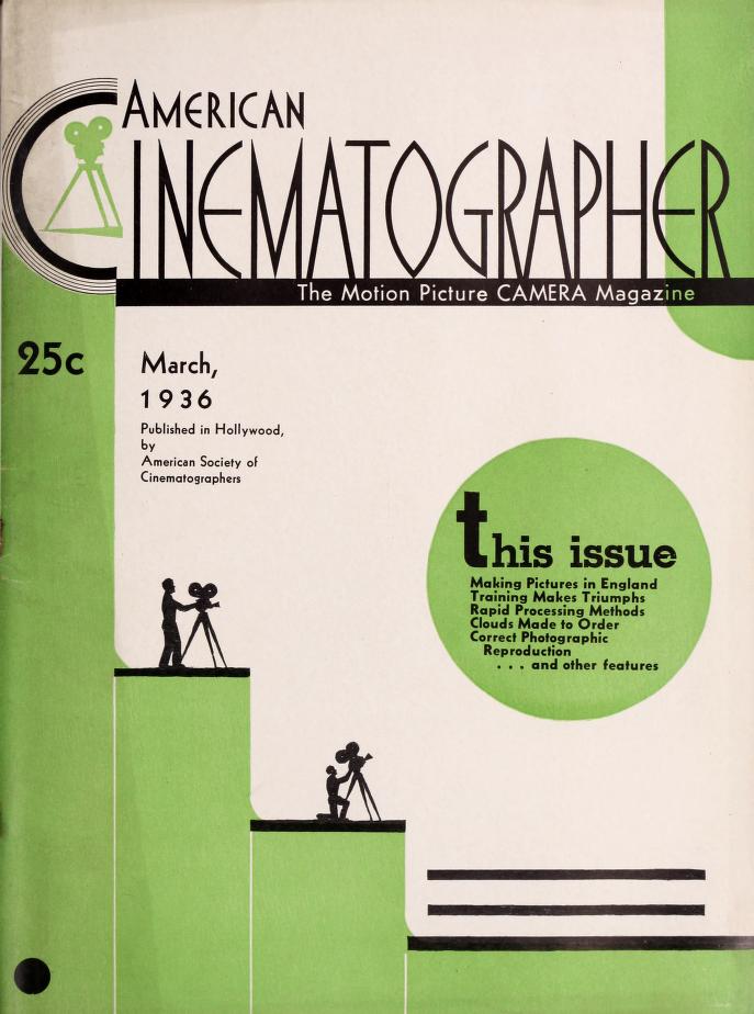 AMERICAN CINEMATOGRAPHER magazine side cover Issue 201 March 1936