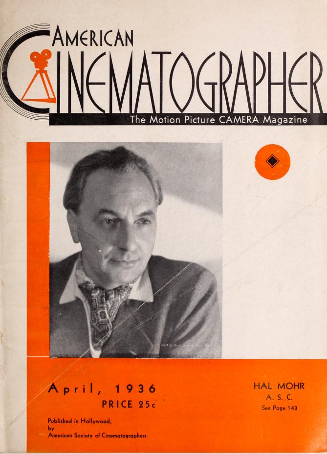 AMERICAN CINEMATOGRAPHER magazine side cover Issue 202 April 1936