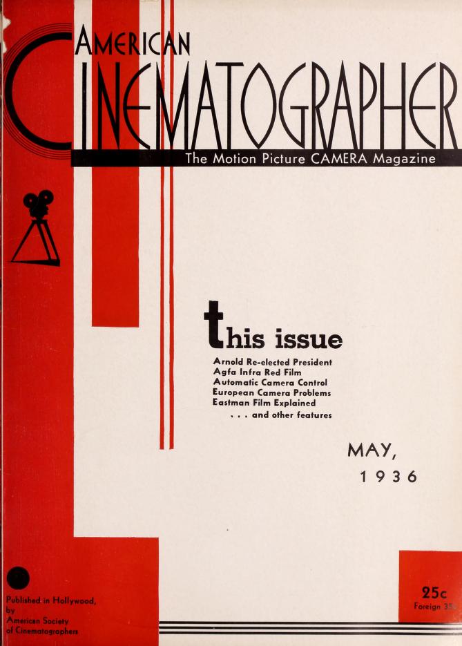 AMERICAN CINEMATOGRAPHER magazine side cover Issue 203 May 1936