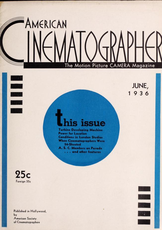 AMERICAN CINEMATOGRAPHER magazine side cover Issue 204 June 1936