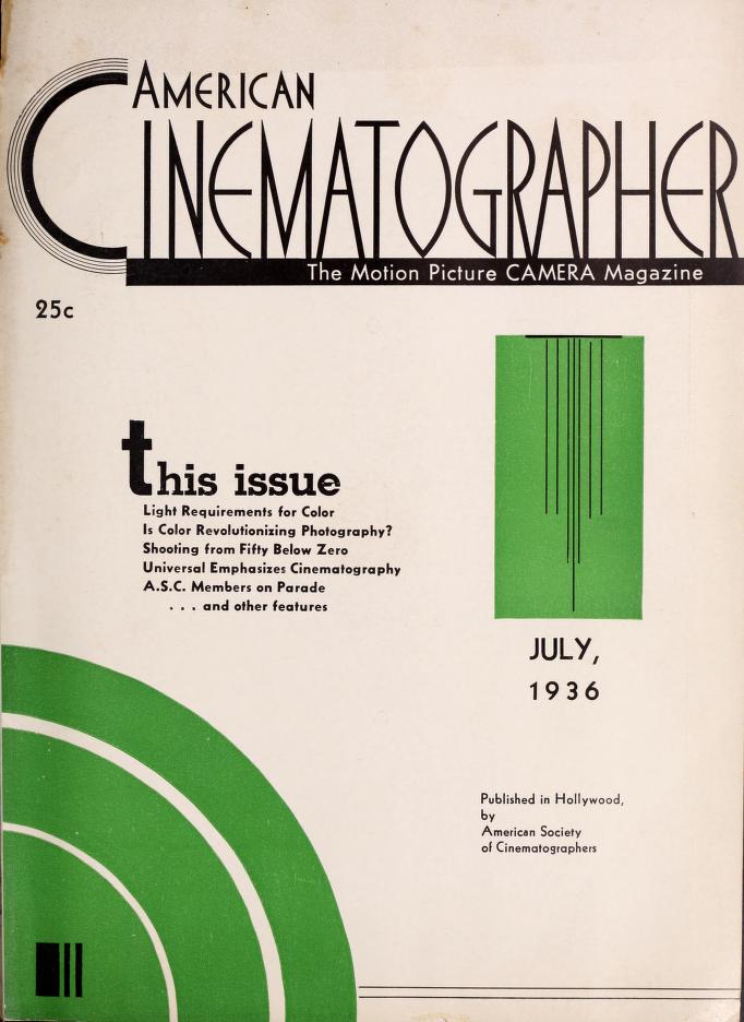 AMERICAN CINEMATOGRAPHER magazine side cover Issue 205 July 1936