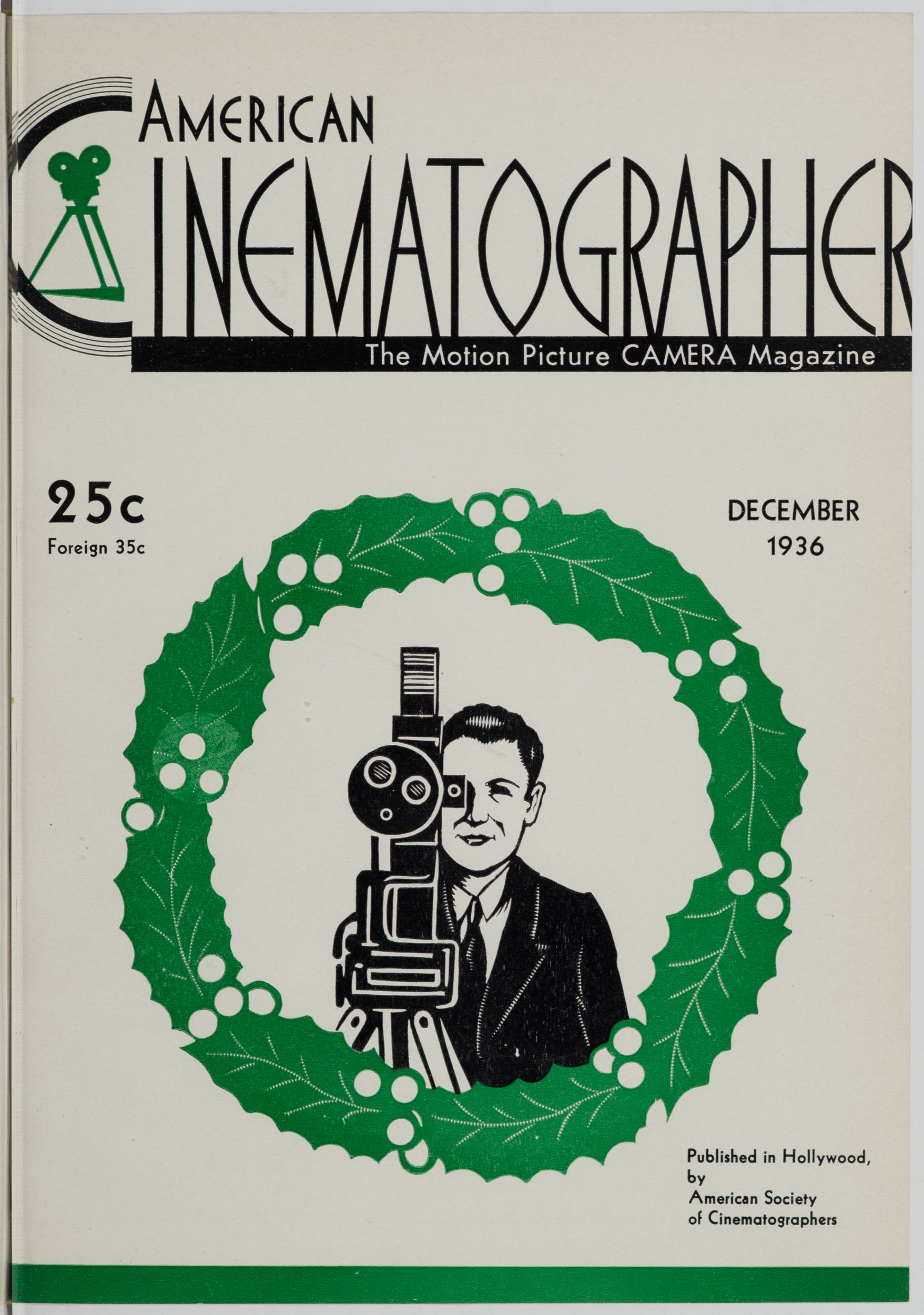 AMERICAN CINEMATOGRAPHER magazine side cover Issue 210 December 1936