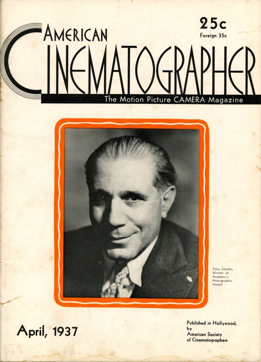 AMERICAN CINEMATOGRAPHER magazine side cover Issue 214 April 1937