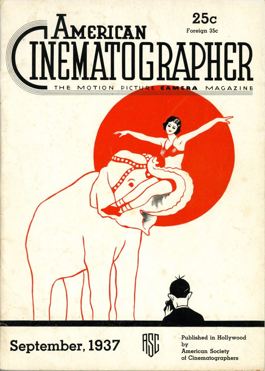 AMERICAN CINEMATOGRAPHER magazine side cover Issue 219 September 1937