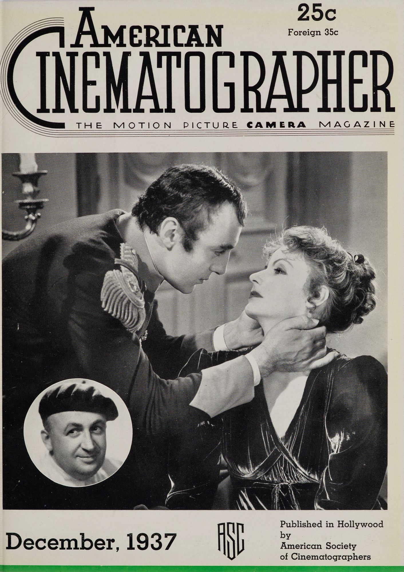 AMERICAN CINEMATOGRAPHER magazine side cover Issue 222 December 1937