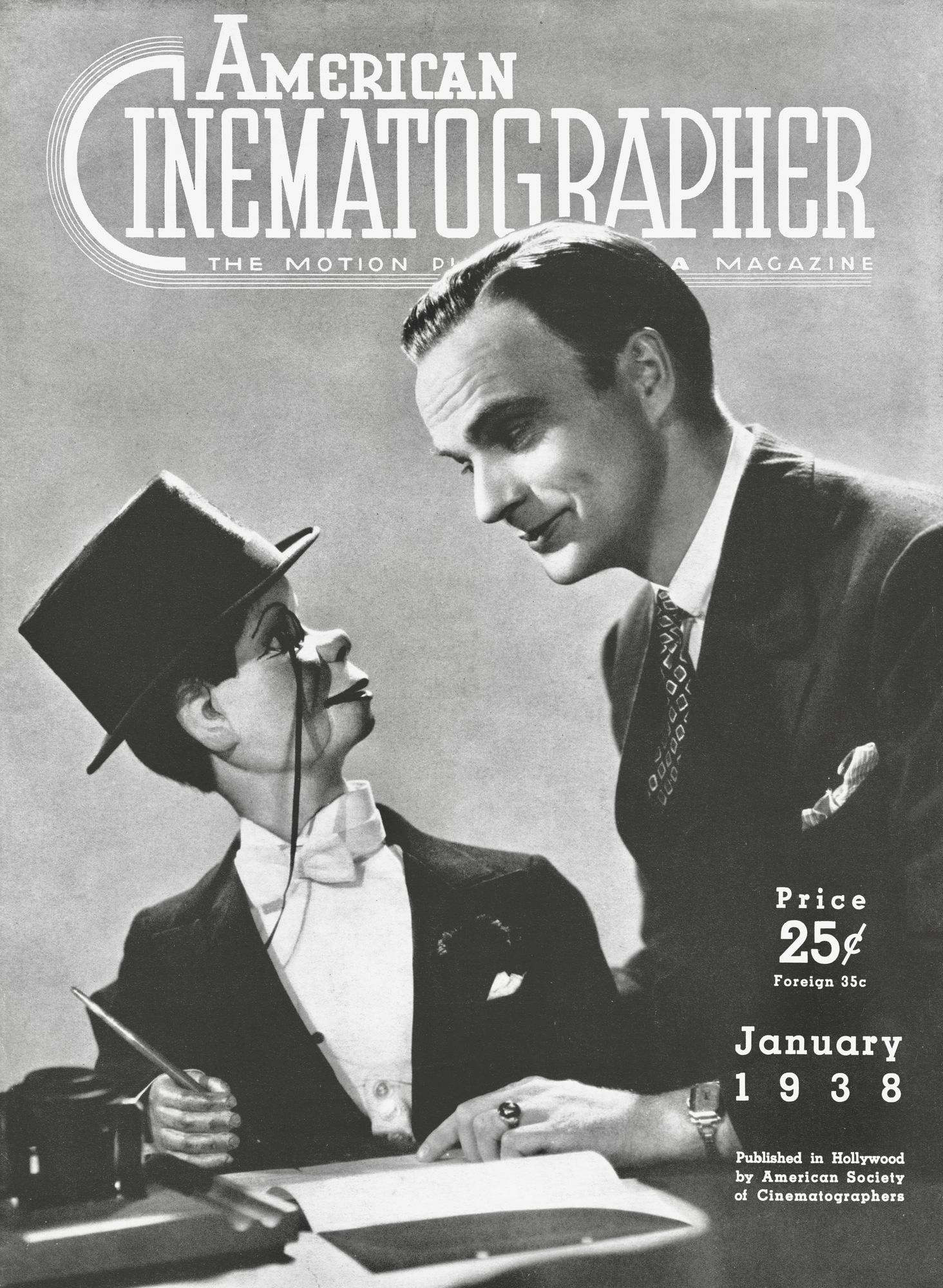 AMERICAN CINEMATOGRAPHER magazine side cover Issue 223 January 1938