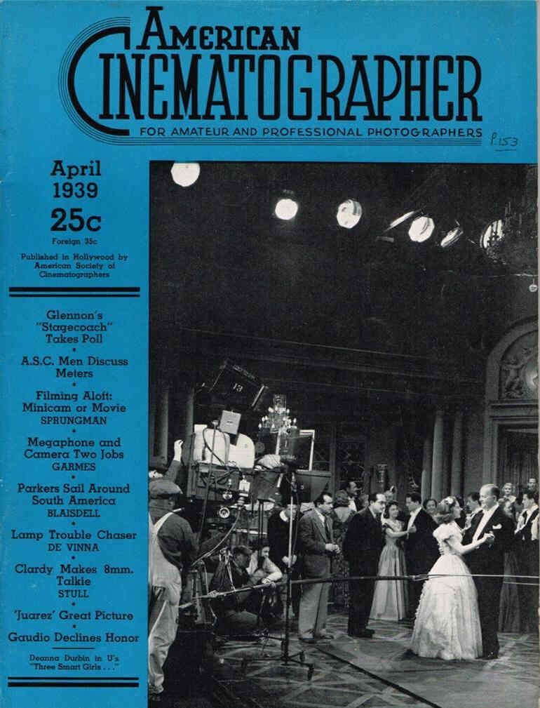 AMERICAN CINEMATOGRAPHER magazine side cover Issue 238 April 1939