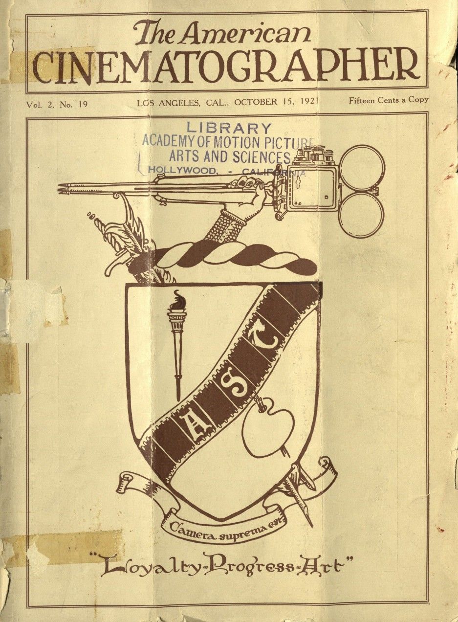 AMERICAN CINEMATOGRAPHER magazine side cover Issue 24  Vol 2 # 19 15 October 1921