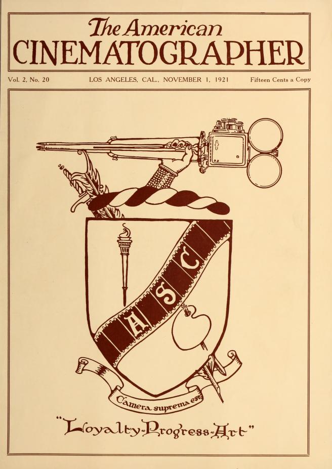 AMERICAN CINEMATOGRAPHER magazine side cover Issue 25  Vol 2 # 20 1 November 1921