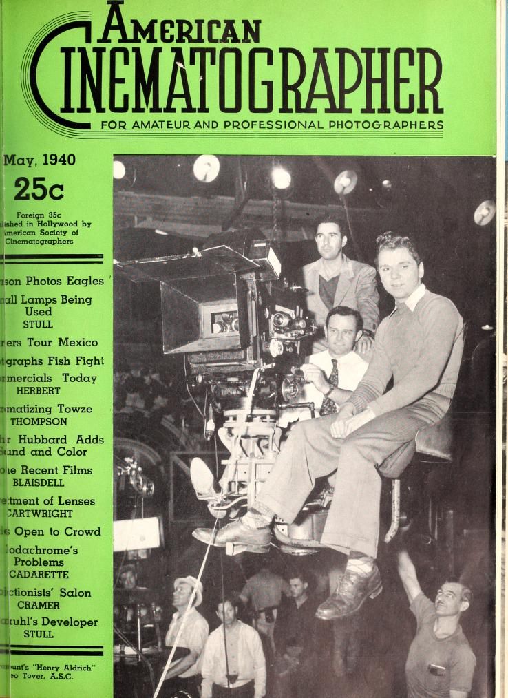 AMERICAN CINEMATOGRAPHER magazine side cover Issue 251 May 1940