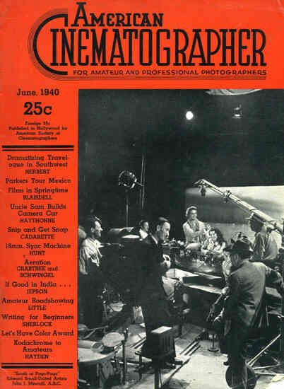 AMERICAN CINEMATOGRAPHER magazine side cover Issue 252 June 1940