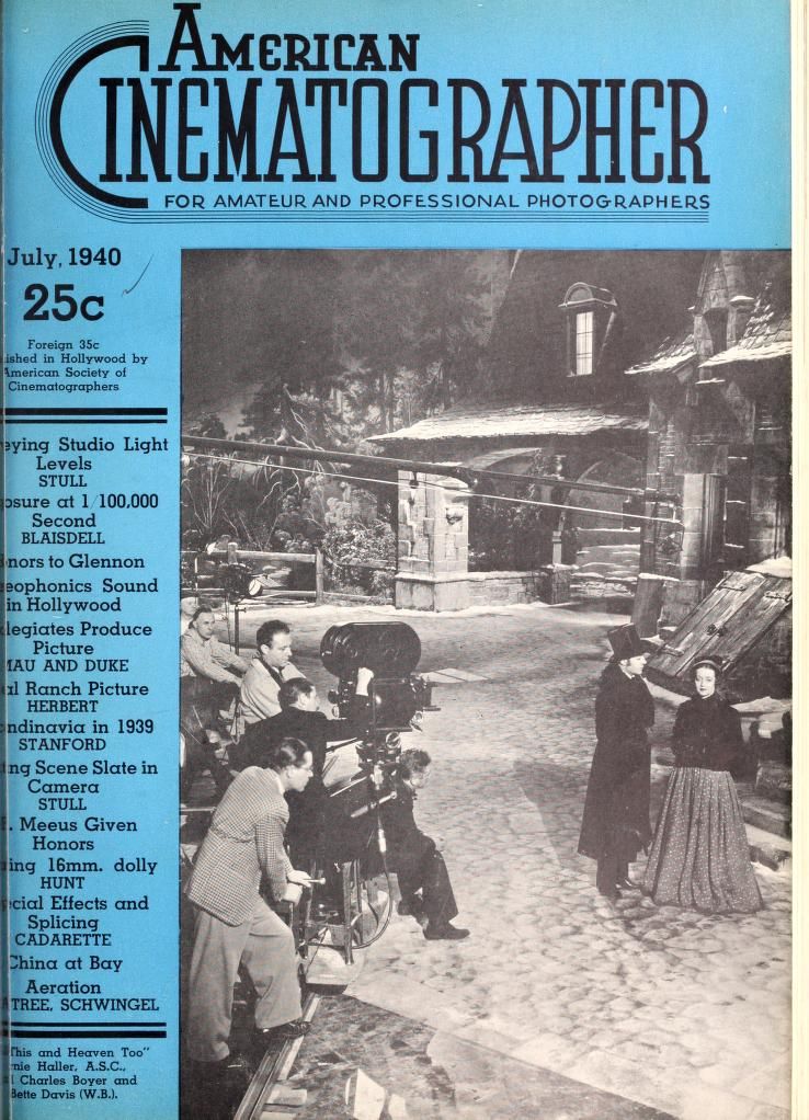 AMERICAN CINEMATOGRAPHER magazine side cover Issue 253 July 1940