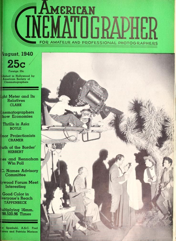 AMERICAN CINEMATOGRAPHER magazine side cover Issue 254 August 1940