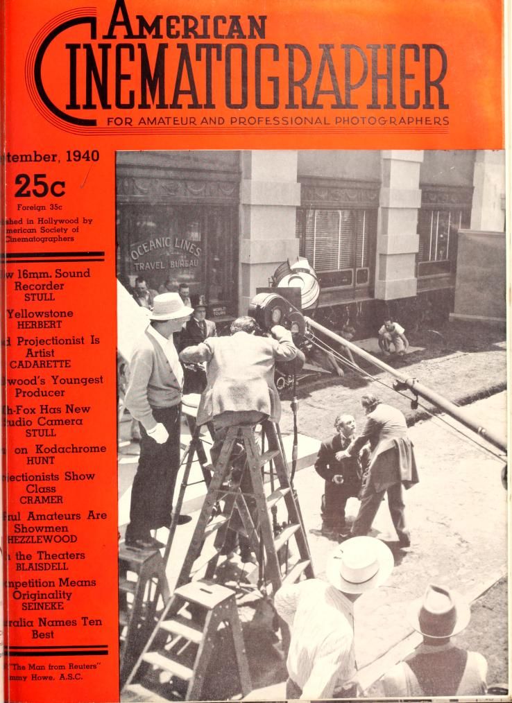 AMERICAN CINEMATOGRAPHER magazine side cover Issue 255 September 1940