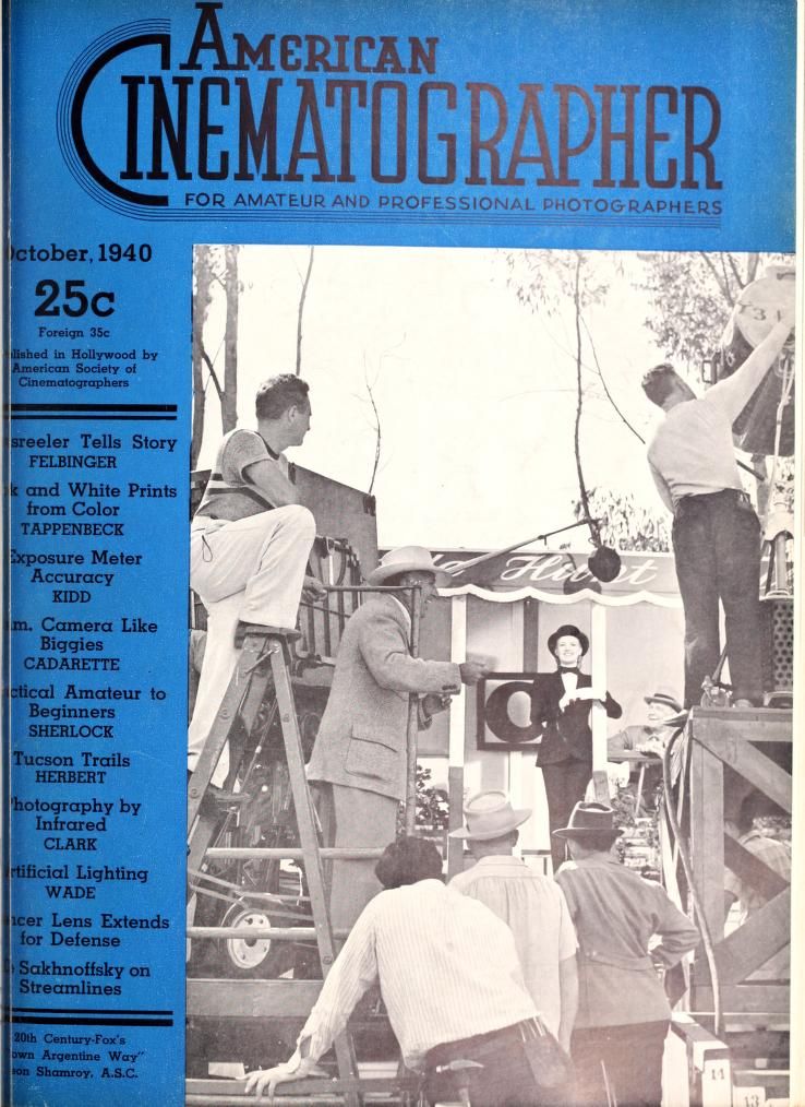 AMERICAN CINEMATOGRAPHER magazine side cover Issue 256 October 1940