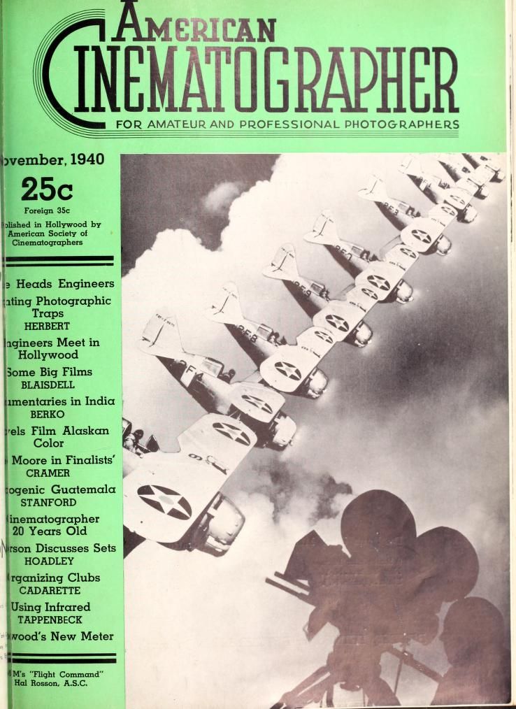 AMERICAN CINEMATOGRAPHER magazine side cover Issue 257 November 1940