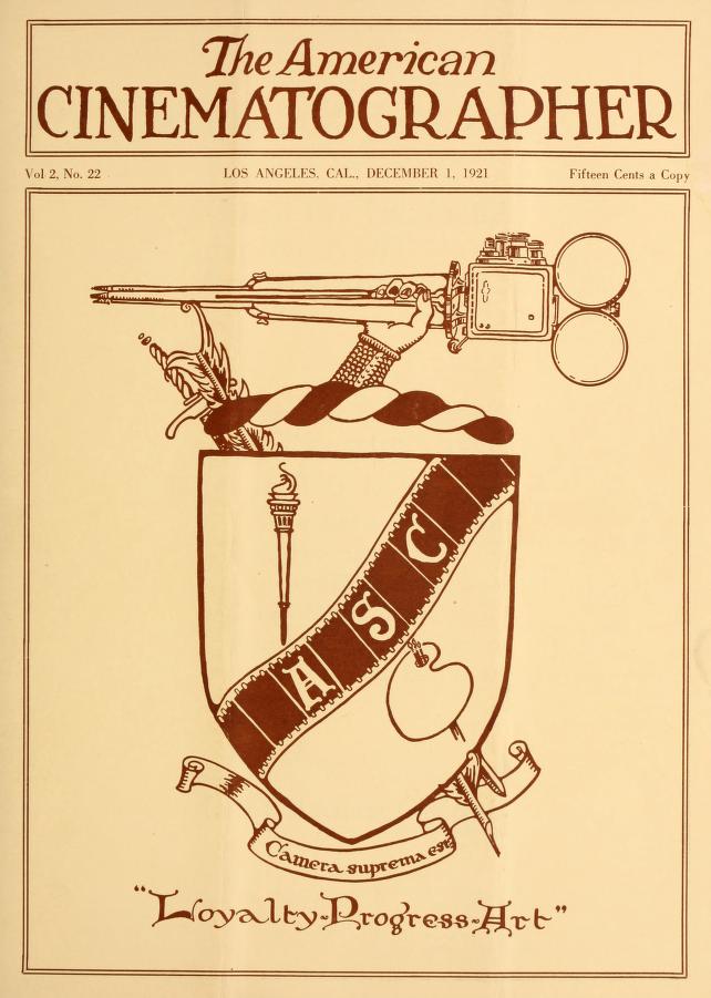 AMERICAN CINEMATOGRAPHER magazine side cover Issue 27  Vol 2 # 22 1 December 1921