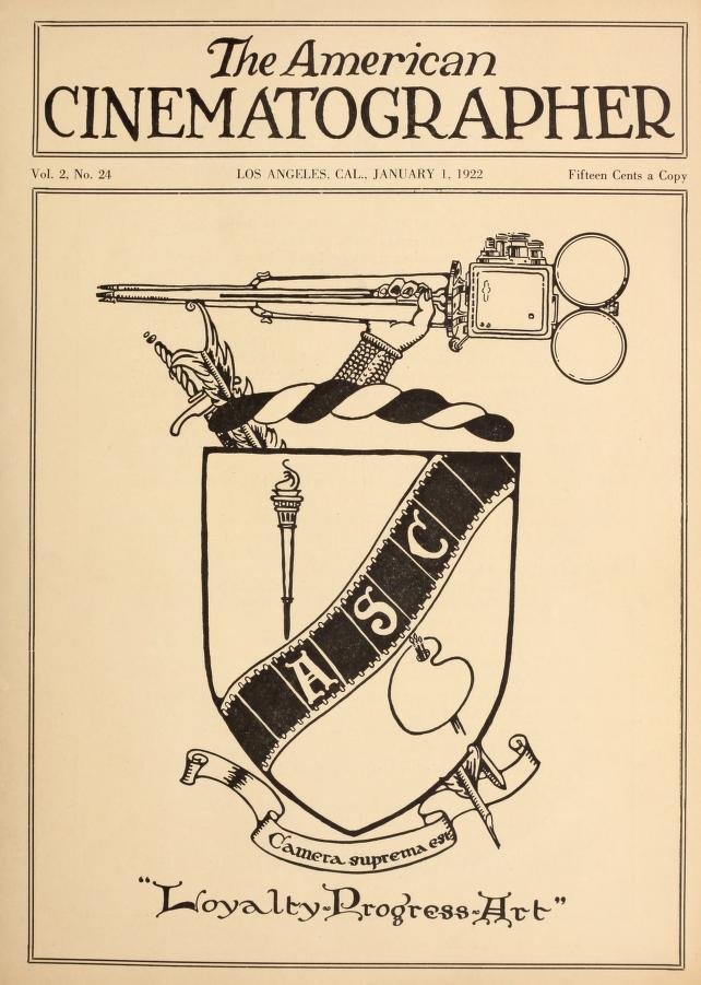 AMERICAN CINEMATOGRAPHER magazine side cover Issue 29  Vol 2 # 24 1 January 1922