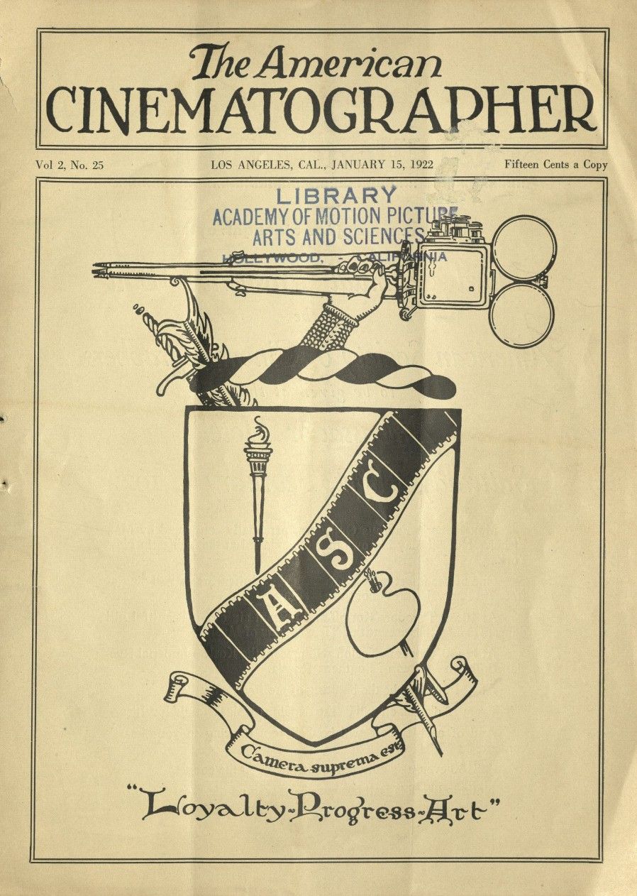 AMERICAN CINEMATOGRAPHER magazine side cover Issue 30  Vol 2 # 25 15 January 1922