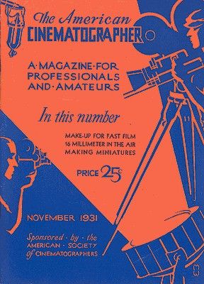 AMERICAN CINEMATOGRAPHER magazine side cover Issue 149 November 1931