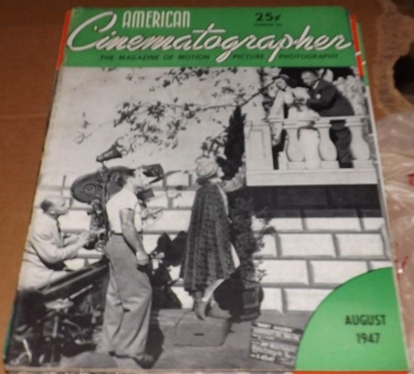 AMERICAN CINEMATOGRAPHER magazine side cover Issue 338 August 1947