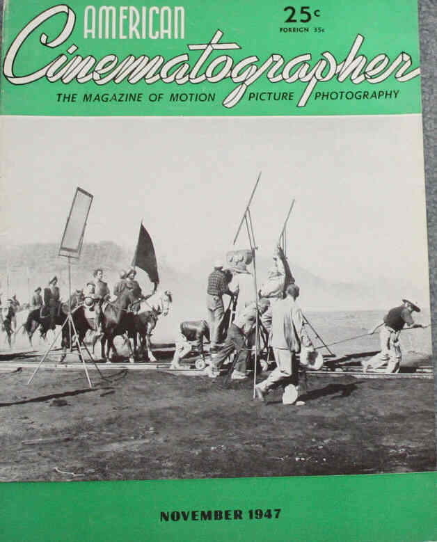 AMERICAN CINEMATOGRAPHER magazine side cover Issue 341 November 1947