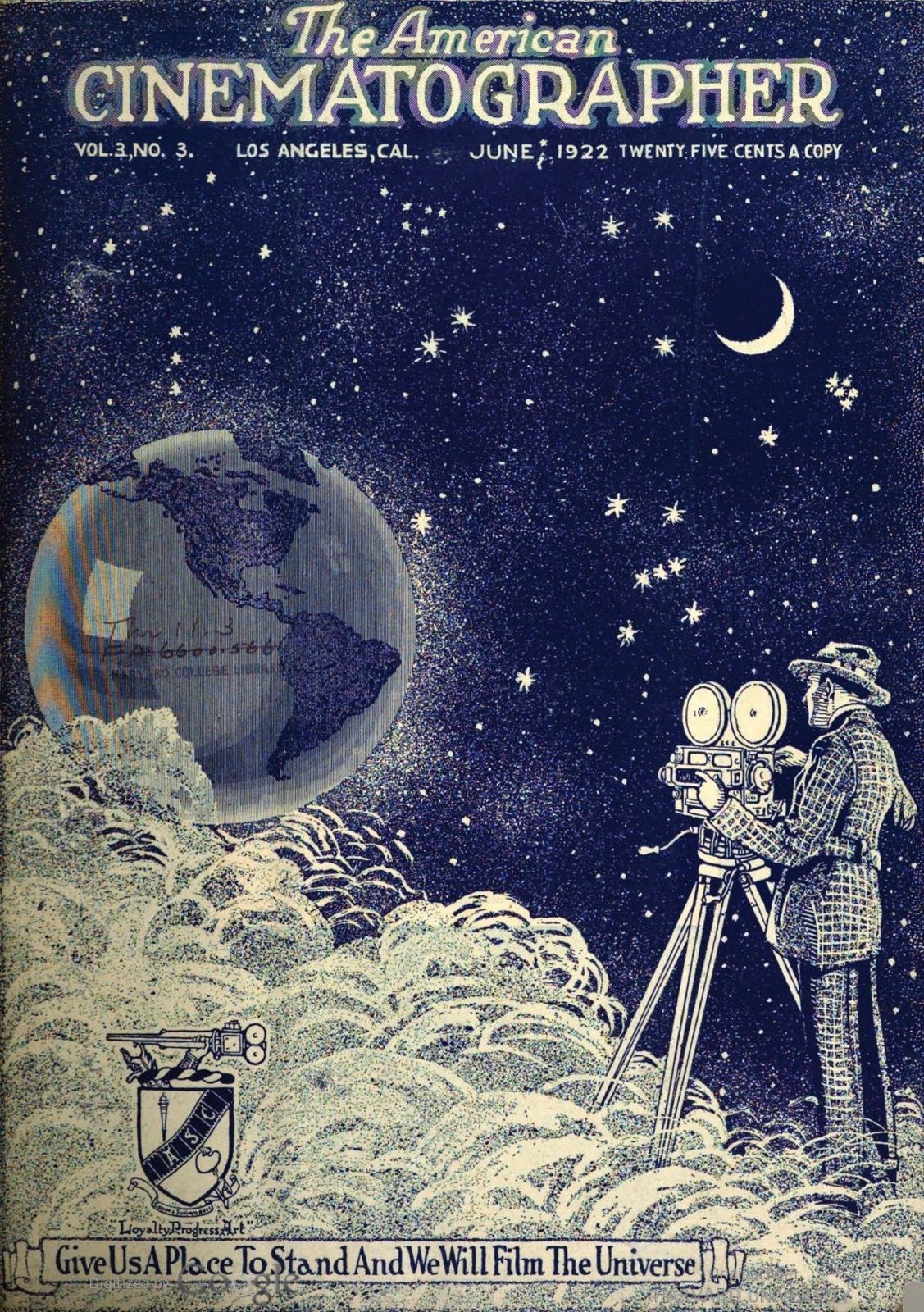 AMERICAN CINEMATOGRAPHER magazine side cover Issue 36  Vol 3 # 3 June 1922