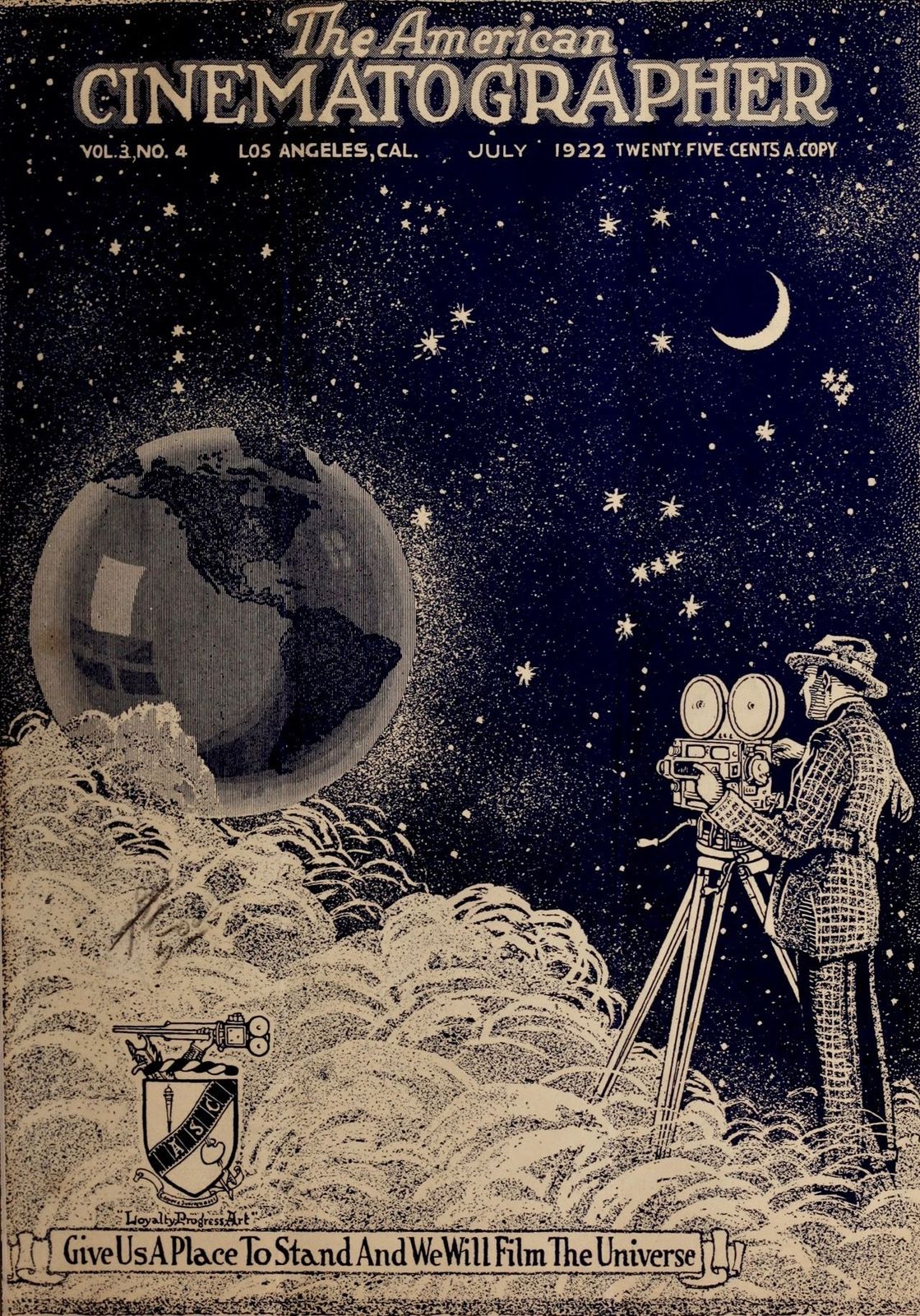 AMERICAN CINEMATOGRAPHER magazine side cover Issue 37  Vol 3 # 4 July 1922